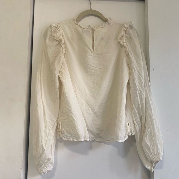 Cami NYC Georgina Blouson Flutter Long Sleeve Top Women's Ceramic Size - Picture 3 of 5